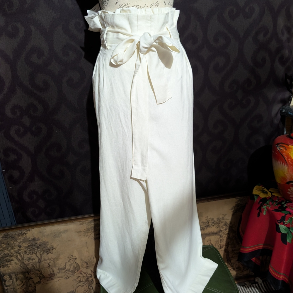 2X Paper Bag High Rise White Pants